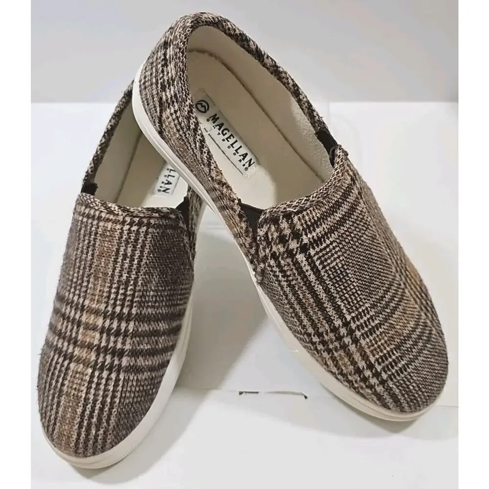 Magellan OutDoors Shoes Loafers Slip Ons Women Size 10B Brown Plaid.